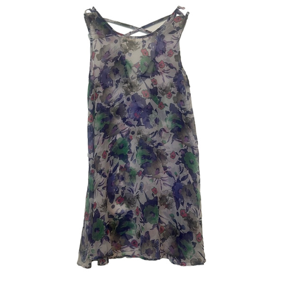 Sheer Purple Floral Swim Coverup, One Size - Picture 1 of 9